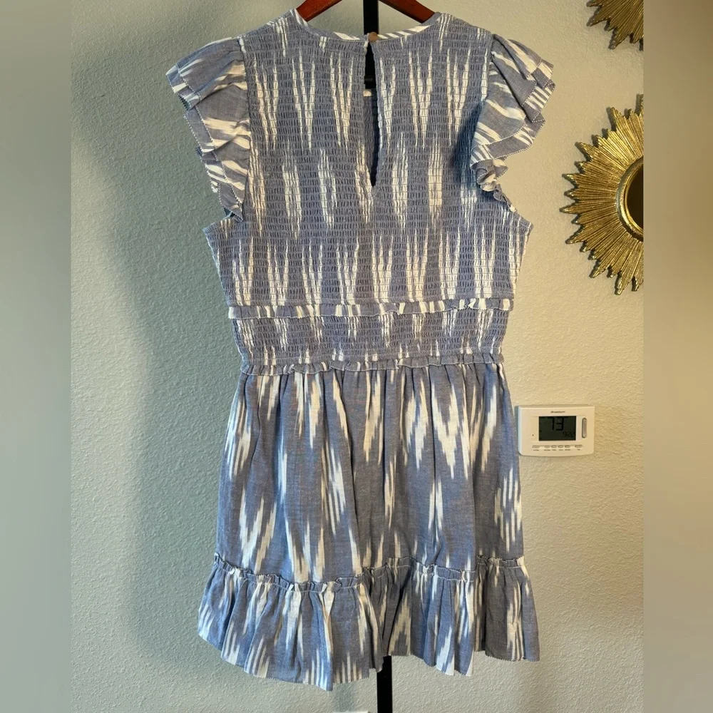 SAYLOR Zinnia Indigo Blue Ruffle Ikat Mini Dress NWOT - Picture 6 of 12